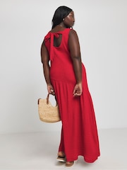 Simply Be Red Textured Jersey Maxi Dress - Image 1 of 5