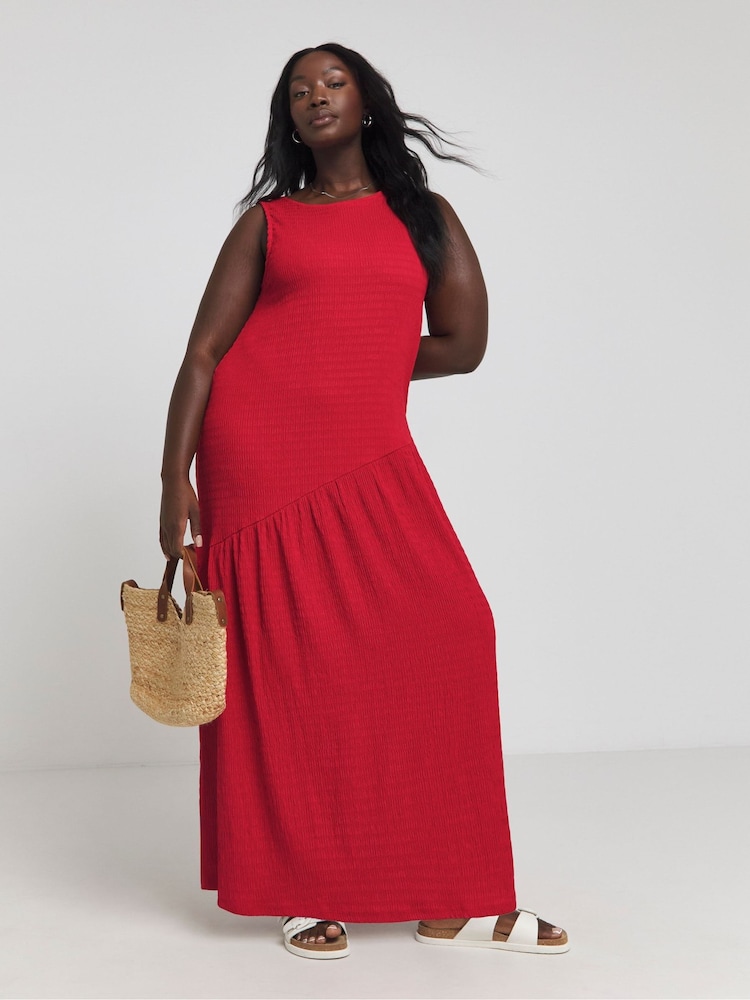 Simply Be Red Textured Jersey Maxi Dress - Image 2 of 5