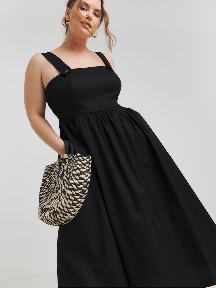 Simply Be Black 100% Cotton Poplin Apron Dress - Image 2 of 4
