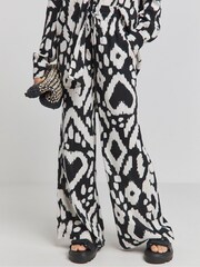 Simply Be Black & White Tie Waist Linen Wide Leg Trousers - Image 4 of 4