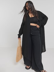 Simply Be Black Longline Crinkle Shirt - Image 1 of 4