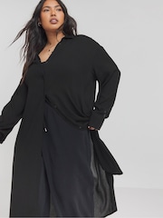 Simply Be Black Longline Crinkle Shirt - Image 3 of 4