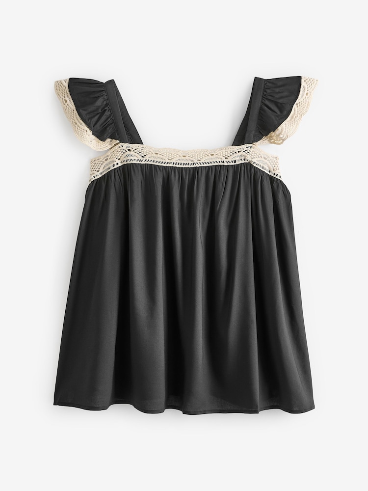 Simply Be Black Crochet Trim Cami - Image 5 of 5 Simply Be Black Crochet Trim Cami - Image 5 of 5