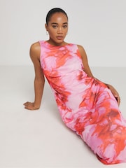 Simply Be Pink Scoop Back Mesh Maxi Dress - Image 1 of 3