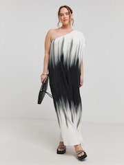 Simply Be White Ombre Plisse Maxi Dress - Image 1 of 5