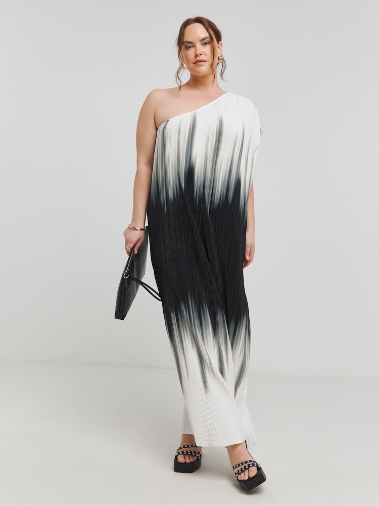 Simply Be White Ombre Plisse Maxi Dress - Image 1 of 5
