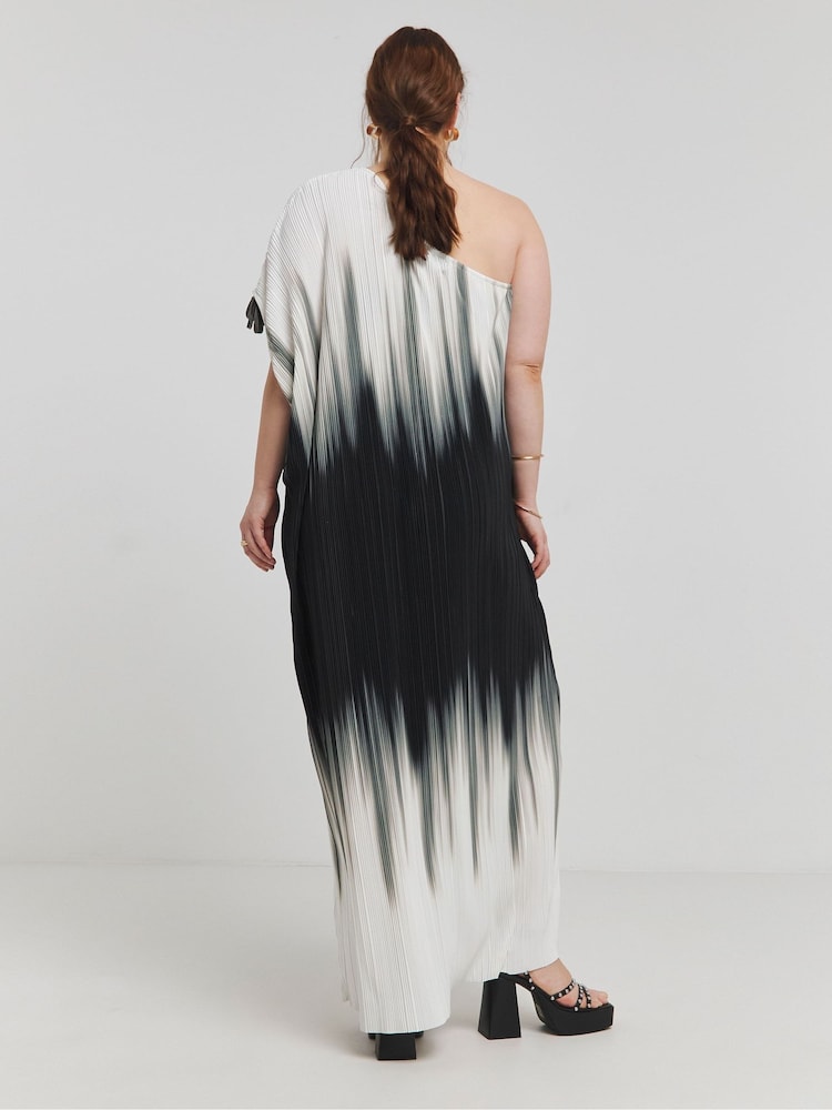 Simply Be White Ombre Plisse Maxi Dress - Image 2 of 5