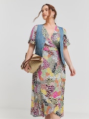 Simply Be White Crinkle Wrap Midi Dress - Image 1 of 4