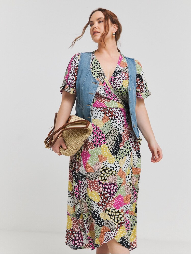 Simply Be White Crinkle Wrap Midi Dress - Image 1 of 4