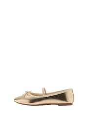 Mango Gold Metallic Strip Ballerinas - Image 2 of 5