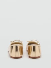 Mango Gold Metallic Strip Ballerinas - Image 4 of 5