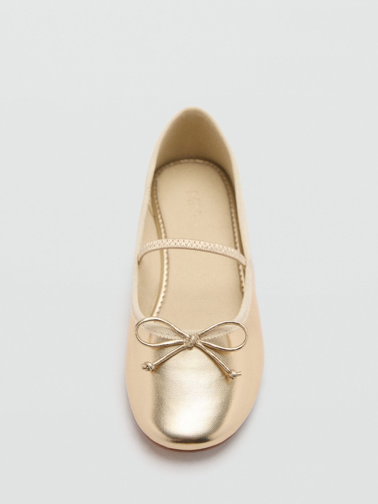 Mango Gold Metallic Strip Ballerinas - Image 5 of 5