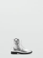 Mango Silver Zipped Metallic Boots - Image 1 of 4