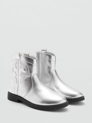 Mango Silver Zipped Metallic Boots - Image 2 of 4