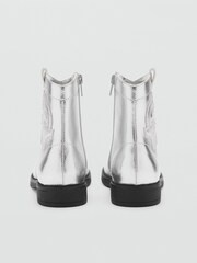 Mango Silver Zipped Metallic Boots - Image 3 of 4