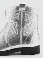 Mango Silver Zipped Metallic Boots - Image 4 of 4