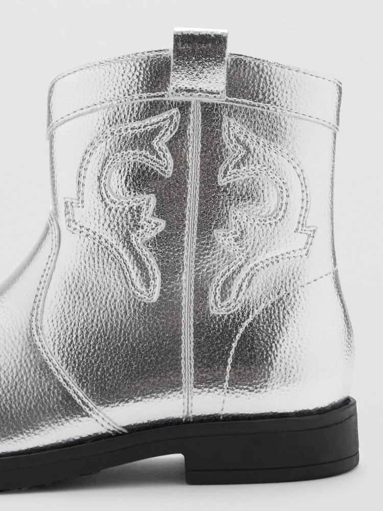 Mango Silver Zipped Metallic Boots - Image 4 of 4