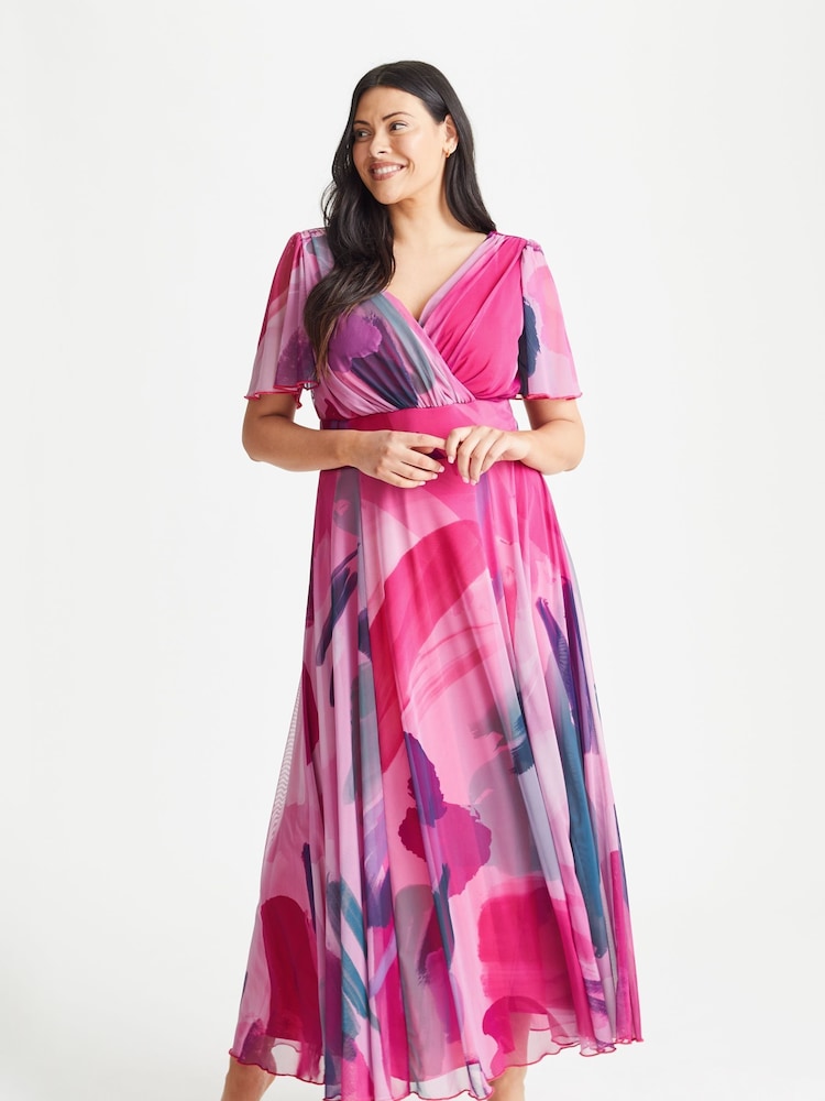 Scarlett & Jo Pink Isabelle Angel Sleeve Maxi Dress - Image 1 of 4