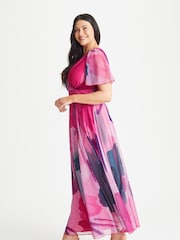 Scarlett & Jo Pink Isabelle Angel Sleeve Maxi Dress - Image 3 of 4