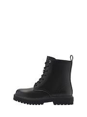 Mango Black Lace-Up Leather Boots - Image 4 of 6