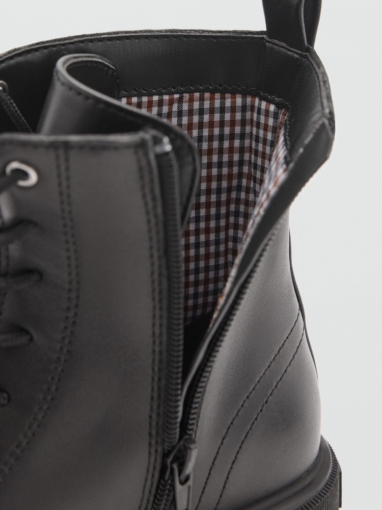 Mango Black Lace-Up Leather Boots - Image 6 of 6