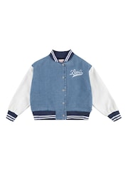 Levi's® Blue 100% Cotton Varsity Denim Logo Bomber Jacket With Tipping Detail - Image 4 of 7