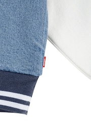 Levi's® Blue 100% Cotton Varsity Denim Logo Bomber Jacket With Tipping Detail - Image 6 of 7