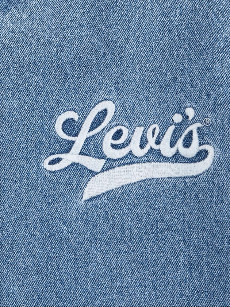Levi's® Blue 100% Cotton Varsity Denim Logo Bomber Jacket With Tipping Detail - Image 7 of 7