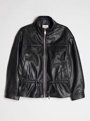 Қара - River Island жасанды былғарыдан жасалған Peplum Bomber күртеше - 4суретінің 1 суреті