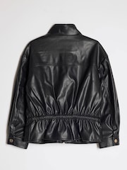 Қара - River Island жасанды былғарыдан жасалған Peplum Bomber күртеше - 4суретінің 2 суреті