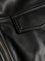 Қара - River Island жасанды былғарыдан жасалған Peplum Bomber күртеше - 4суретінің 3 суреті