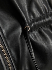 Қара - River Island жасанды былғарыдан жасалған Peplum Bomber күртеше - 4суретінің 4 суреті