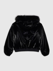 River Island Black Fur Padded Bomber Jacket - Image 2 of 4