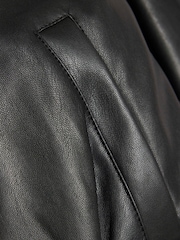 River Island Black Faux Leather Bubble Hem Bomber Jacket - Image 4 of 4