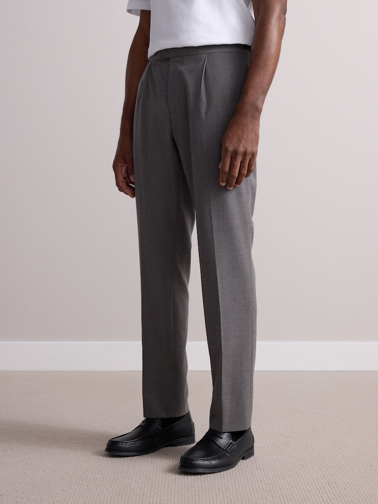 Таупе - Wool Rich Smart Textured Trousers With Side Adjusters - Image 1 of 11