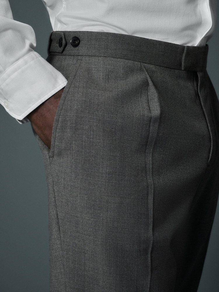 Таупе - Wool Rich Smart Textured Trousers With Side Adjusters - Image 3 of 11