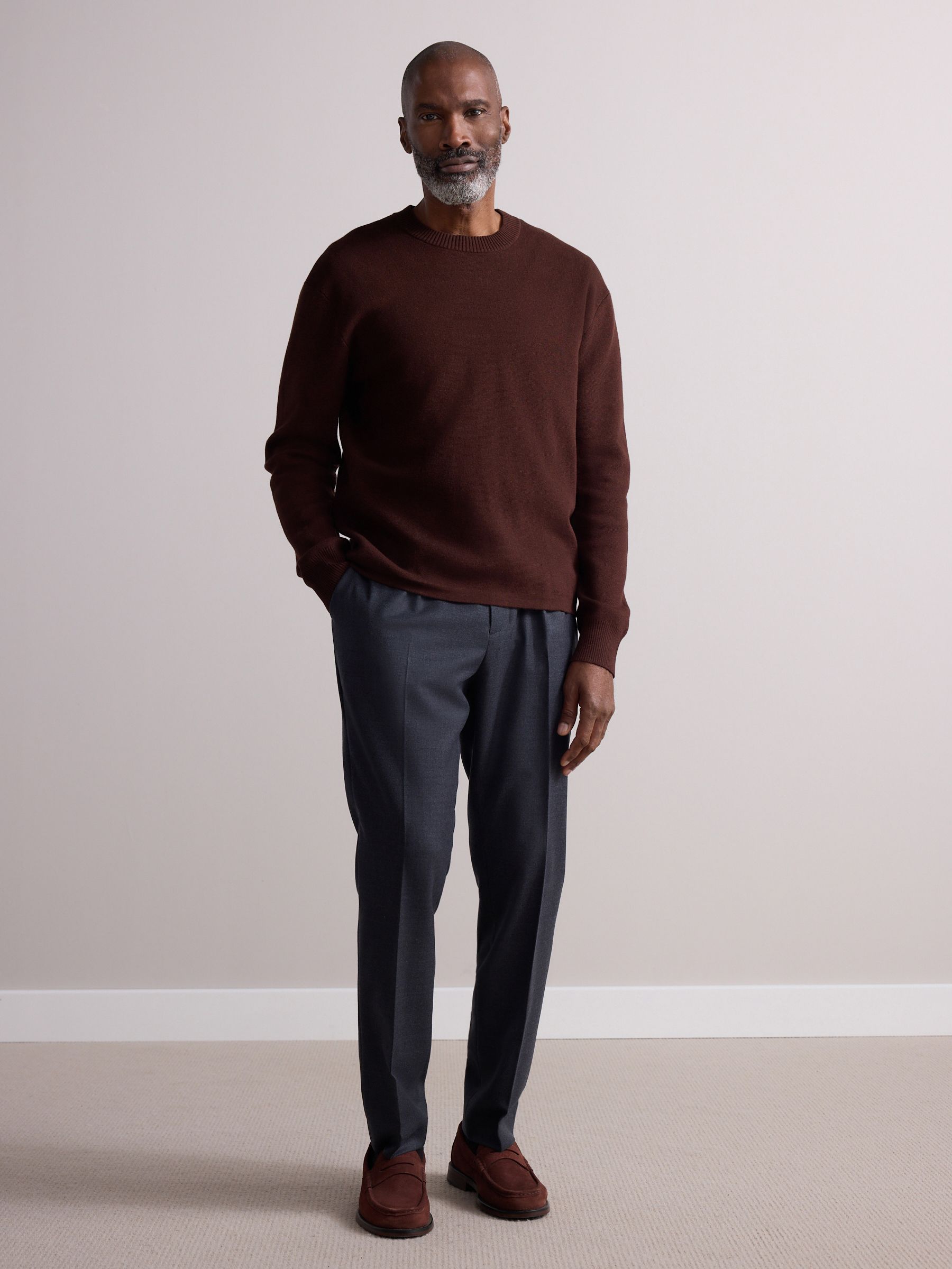Buy Charcoal Grey Wool Rich Smart Textured Trousers With Side
