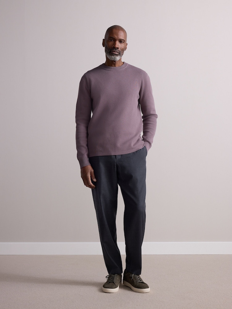 Charcoal Grey Elasticated Waist Wool Rich Textured Formal Trousers - Image 2 of 10 Charcoal Grey Elasticated Waist Wool Rich Textured Formal Trousers - Image 2 of 10