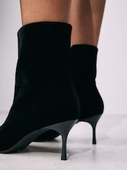 Black Velvet Forever Comfort® Pointed Toe Skinny Heeled Ankle Boots - Image 4 of 4