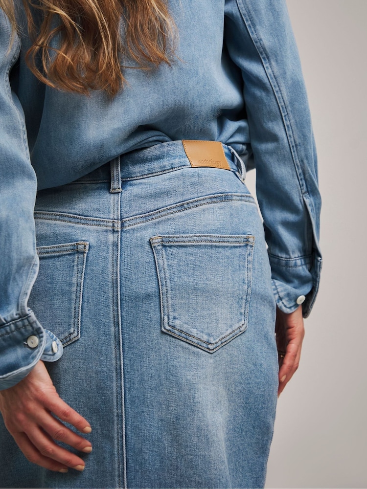 JD Williams Blue Maxi Skirt - Image 4 of 4