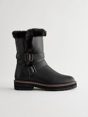 črna - Forever Comfort® Faux Fur Double Buckle Ankle gležnjarji - Slika 2 iz 5