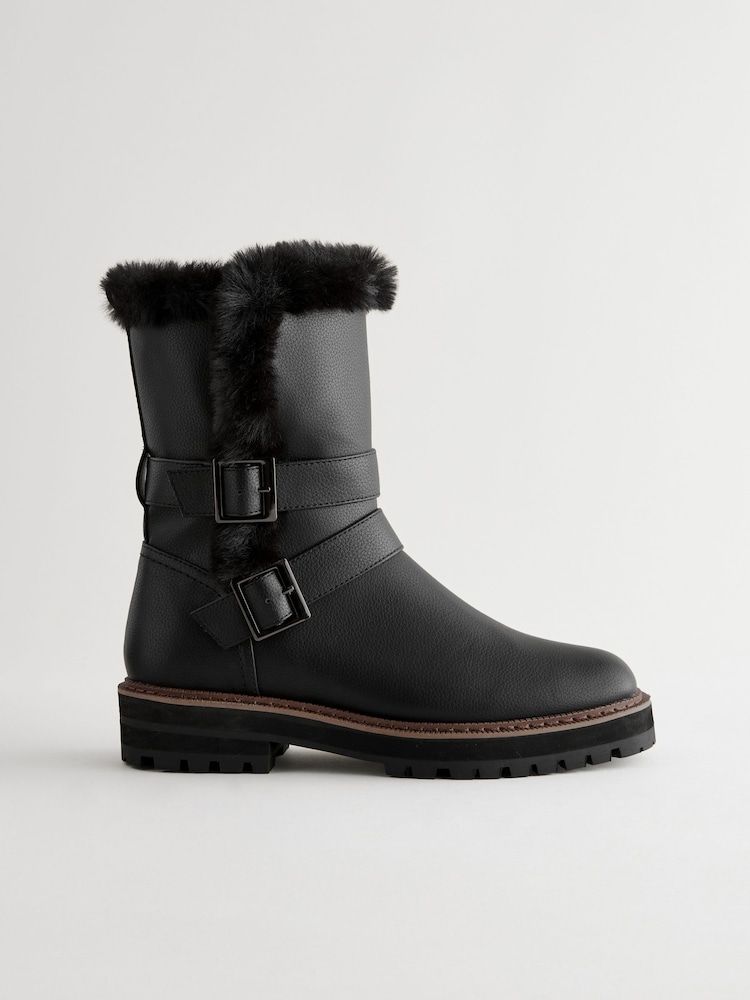 črna - Forever Comfort® Faux Fur Double Buckle Ankle gležnjarji - Slika 2 iz 5 črna - Forever Comfort® Faux Fur Double Buckle Ankle gležnjarji - Slika 2 iz 5