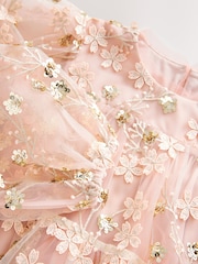 Pink/Gold Embroidered Sequin Long Sleeve Mesh Occasion Dress (4-14yrs) - Image 9 of 10