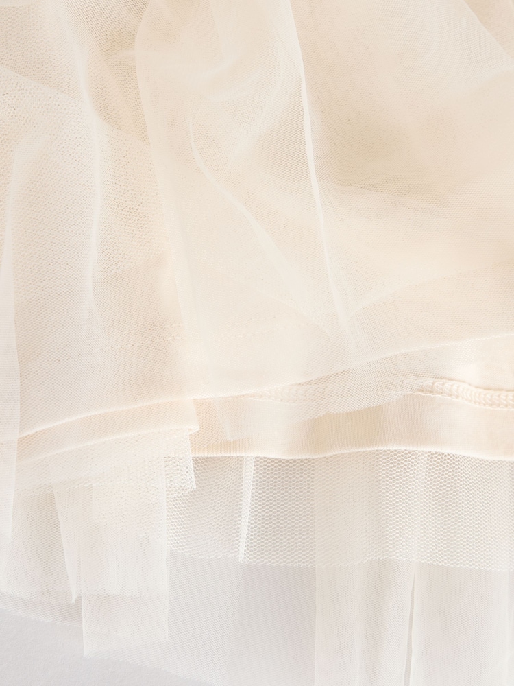 Ecru White Tiered Mesh & Lace Flower Girl Dress (3-16yrs) - Image 8 of 8