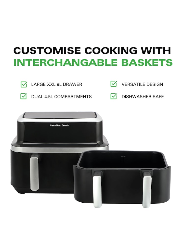 Hamilton Beach Black Silver Vision Cook 9L Dual Air Fryer - Image 2 of 6
