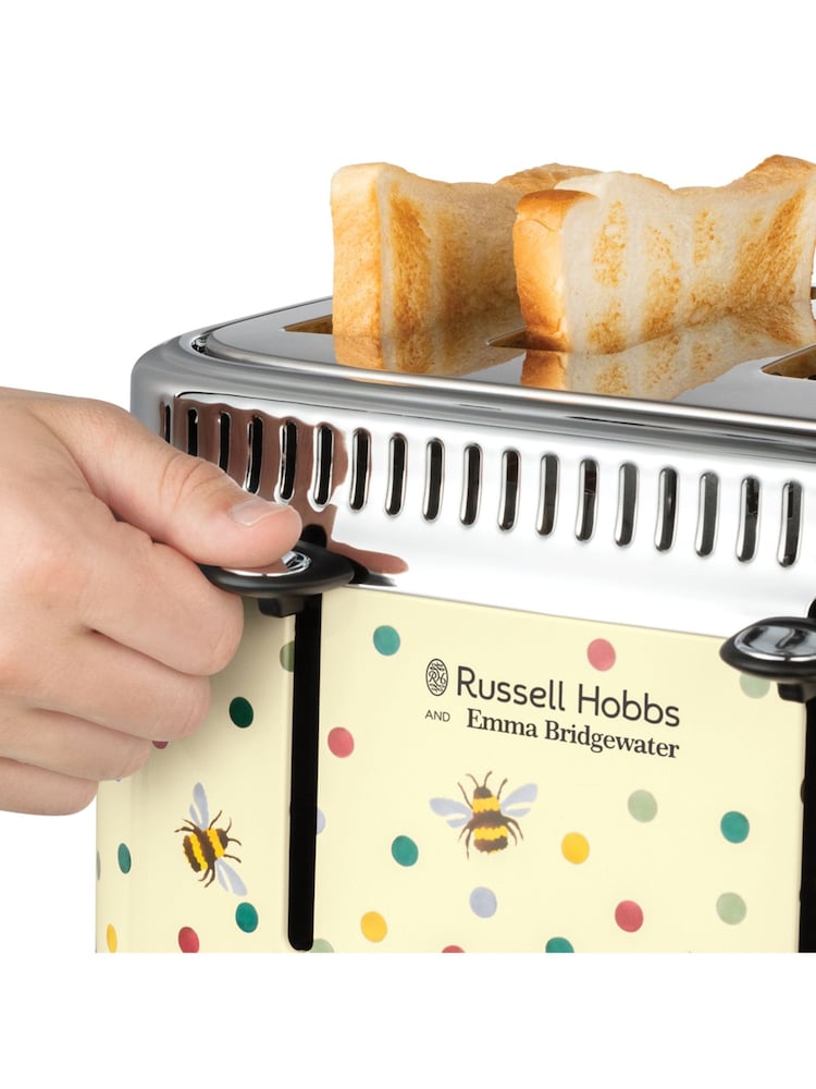 Russell Hobbs Cream Emma Bridgewater Bumble Bee Polka Dot 4 Slice Toaster - Image 2 of 6