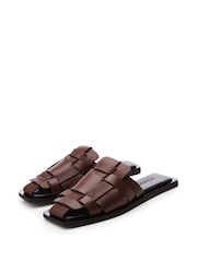 Moda in Pelle SH Akari Flat, Square Toe Woven Vamp Slides - Image 2 of 4