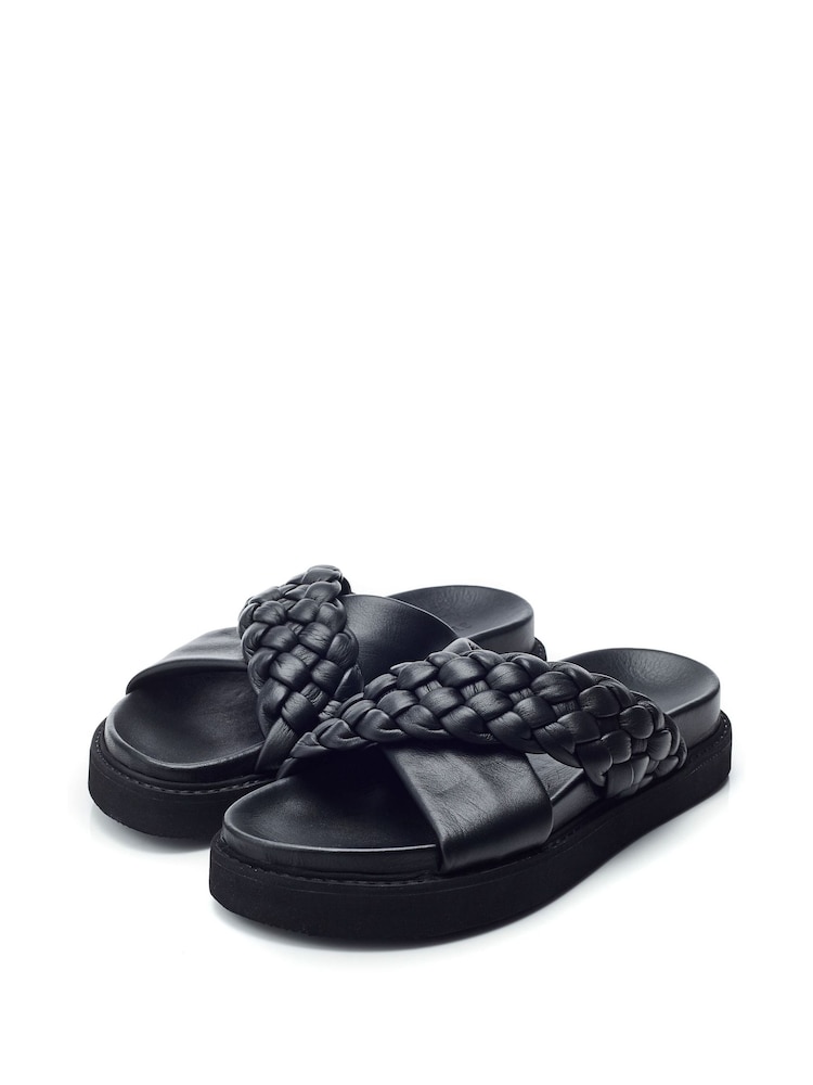 Moda in Pelle Shoon Aimee X Over Plaited Strap Footbed Mule - Image 2 of 4