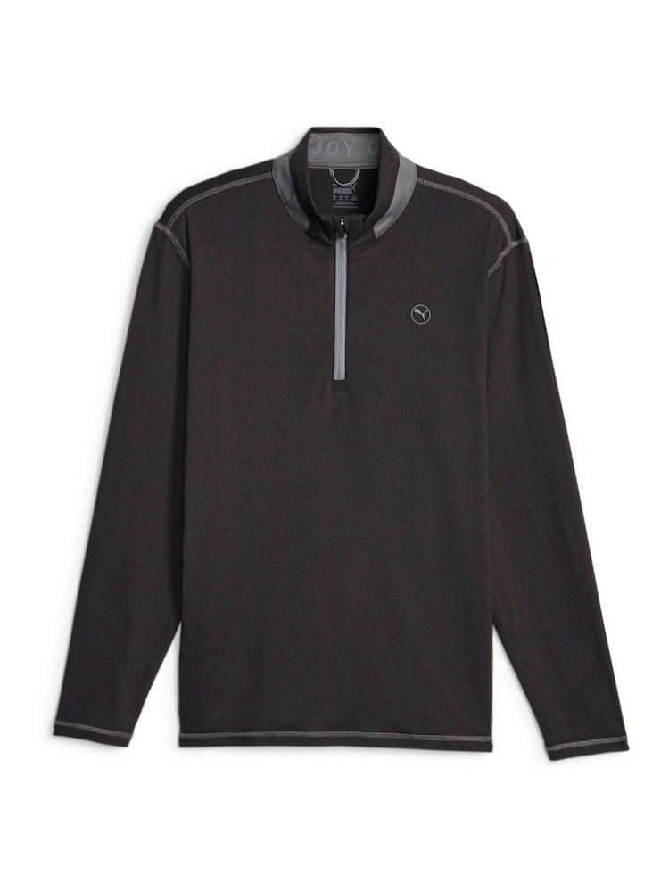 Puma Black Mens Golf Lightweight Quarter Zip Top - Image 1 of 1