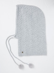 FatFace Grey Cable Knit Hood Hat - Image 1 of 2